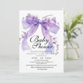 Invitation Modern and elegant Bow Baby Shower (Debout devant)