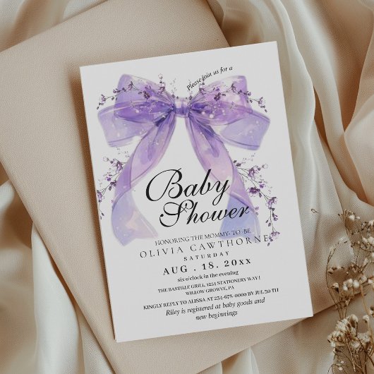 Invitation Modern and elegant Bow Baby Shower