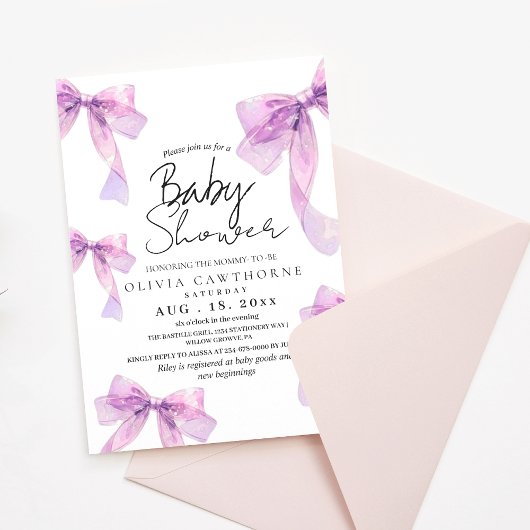 Invitation Modern and elegant Bows Baby Shower 