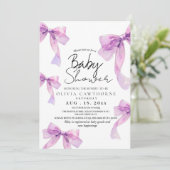 Invitation Modern and elegant Bows Baby Shower  (Debout devant)