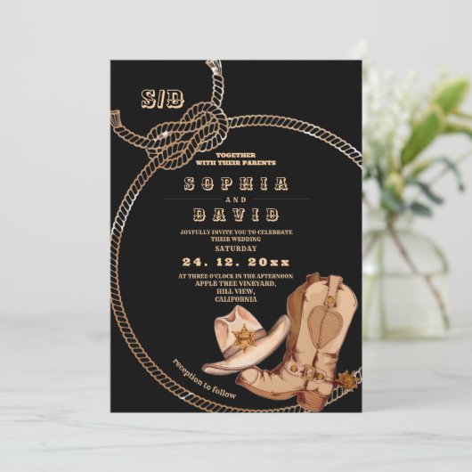 Invitation Modern and Minimal Western Cowboy Boots Wedding (Debout devant)