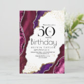 Invitation Modern Any Age Chic Marbre 50e anniversaire (Debout devant)