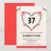 Invitation Modern Any age Floral Heart pour son 37e anniversa (Devant / Derrière)