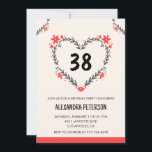Invitation Modern Any age Floral Heart pour son 38e anniversa<br><div class="desc">Modern Any age Floral Heart pour son 38e anniversaire Invitation</div>
