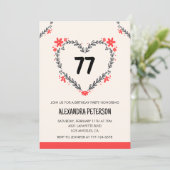 Invitation Modern Any age Floral Heart pour son 77e anniversa (Debout devant)