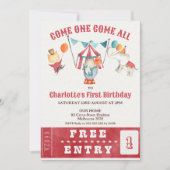 Invitation Modern Any Genre Red Circus Billetterie 1er annive (Devant)