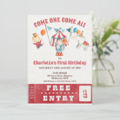 Invitation Modern Any Genre Red Circus Billetterie 1er annive (Debout devant)