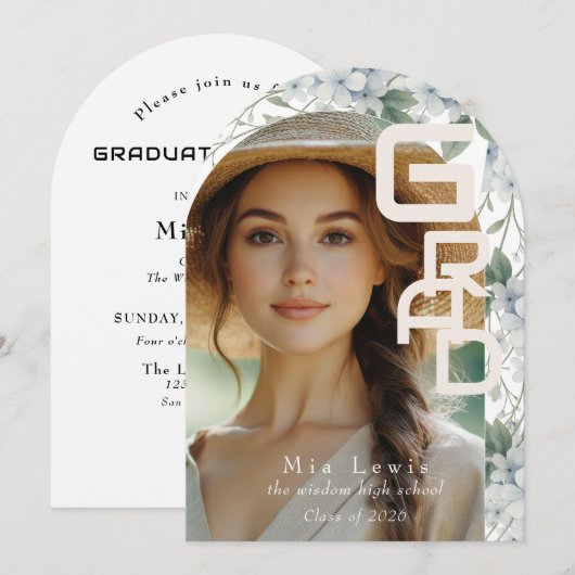 Invitation Modern Arch Photo Graduation Party (Devant / Derrière)