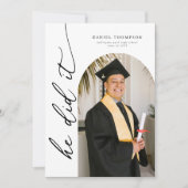 Invitation Modern Arch Photo He Did It Graduation (Devant)