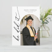 Invitation Modern Arch Photo He Did It Graduation (Debout devant)