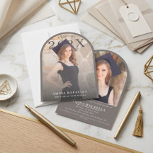 Modern Arch Photo Minimalist Graduation 