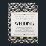 Invitation Modern Art Deco | Black and White Wedding<br><div class="desc">This elegant wedding invitation features a black and white deco fans pattern,  with stylish art deco elements and faux gold accents.</div>