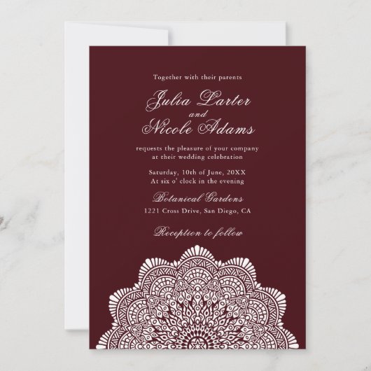 Invitation Modern Artistic Motif Style Mandala Wedding (Devant)