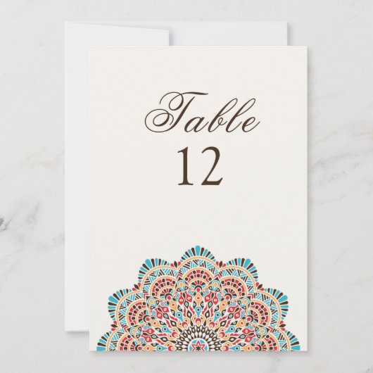 Invitation Modern Artistic Style Mandala Wedding Table Number (Devant)