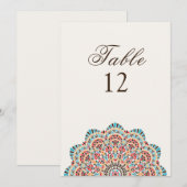 Invitation Modern Artistic Style Mandala Wedding Table Number (Devant / Derrière)