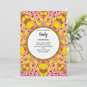 Invitation Modern Artistic Yellow & Pink Abstract Pattern (Debout devant)