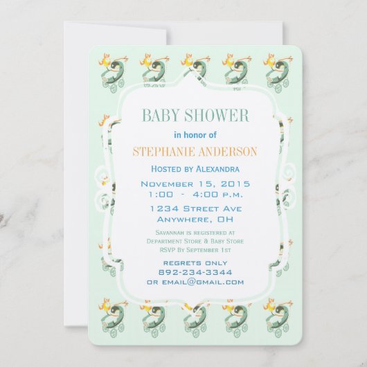 Invitation Modern Baby Gender Neutral Baby Buggy Shower (Devant)