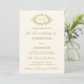 Invitation Modern Ballroom Monogram Vintage Ivory Wedding (Debout devant)