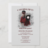 Invitation Modern Baseball Catching Fifty Men's 50th Birthday (Devant)