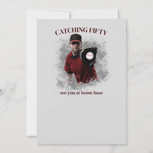 Invitation Modern Baseball Catching Fifty Men's 50th Birthday (Dos)