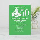 Invitation Modern Baseball Player Men's 50th Birthday (Debout devant)