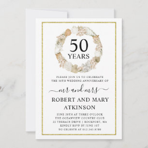 Invitation Modern Beach Boho 50ème fête Mariage