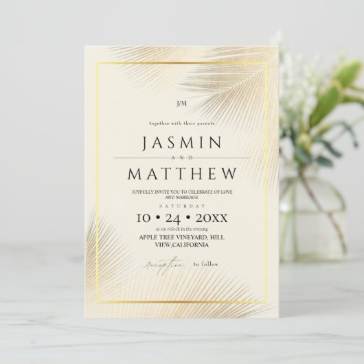 Invitation Modern Beach Coastal Frame Wedding   (Debout devant)