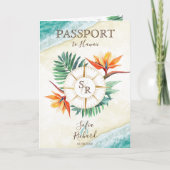 Invitation Modern Beach Destination Mariage Passeport QR Code (Devant)