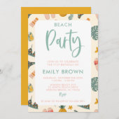 Invitation Modern Beach Party N'importe quel âge ou événement (Devant / Derrière)