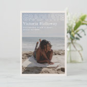 Invitation Modern Beach Photo Graduation Announcement Card (Debout devant)