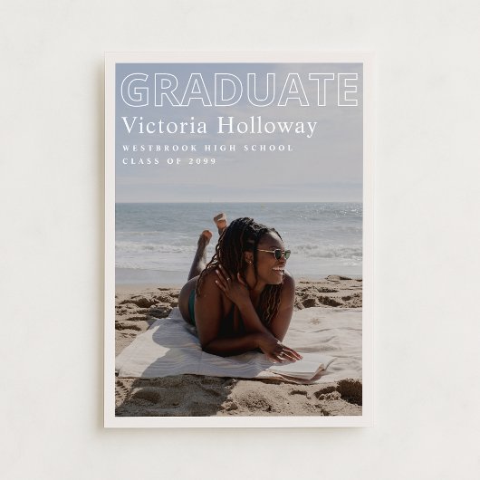 Invitation Modern Beach Photo Graduation Announcement Card