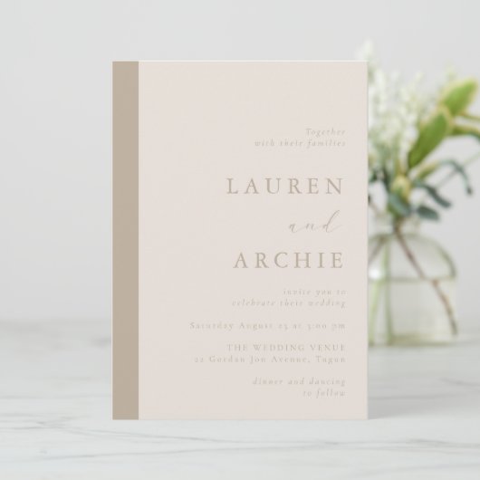 Invitation Modern Beige & Ivory Minimal Wedding (Debout devant)