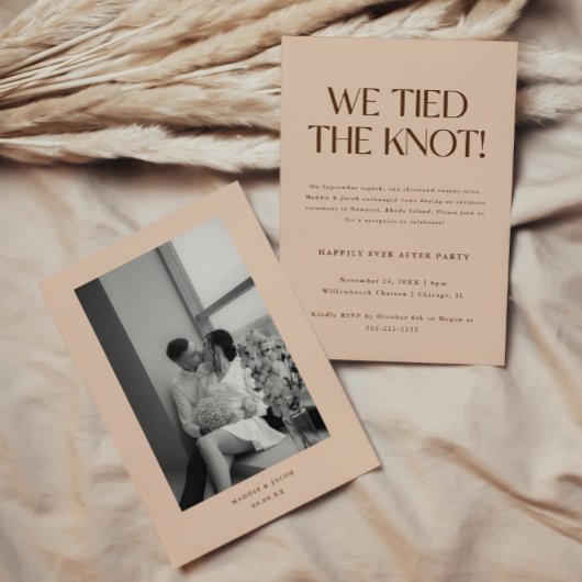 Invitation Modern Beige Wedding Elopement & Reception Party