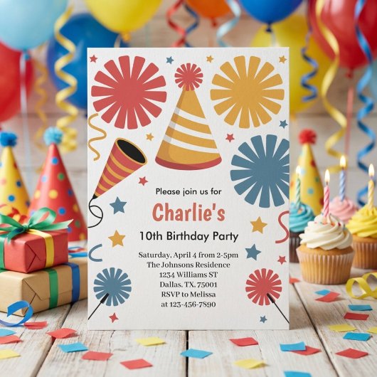 Invitation Modern Birthday Confetti Fun 