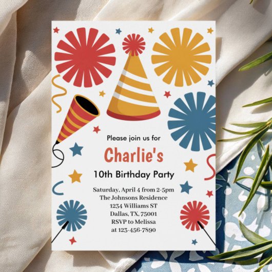 Invitation Modern Birthday Confetti Fun 