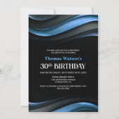 Invitation Modern Black and Blue 30th Birthday Party (Devant)