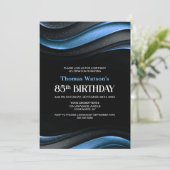 Invitation Modern Black and Blue 85th Birthday Party (Debout devant)