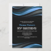 Invitation Modern Black and Blue 95th Birthday Party (Devant)