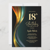 Invitation Modern Black and Gold 18th Birthday Party (Devant)