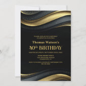 Invitation Modern Black and Gold 40th Birthday Party (Devant)