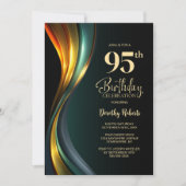 Invitation Modern Black and Gold 95th Birthday Party (Devant)