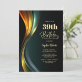 Invitation Modern Black and Gold Any Age Birthday Party (Debout devant)