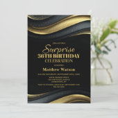 Invitation Modern Black and Gold Any Age Surprise Birthday (Debout devant)