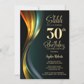 Invitation Modern Black and Gold Surprise 30th Birthday Party (Devant)