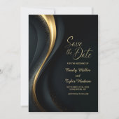 Invitation Modern Black and Gold Wedding Save the Date (Devant)