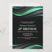 Invitation Modern Black and Green 21st Birthday Party (Devant)