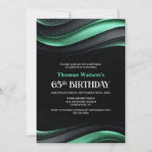 Invitation Modern Black and Green 65th Birthday Party (Devant)