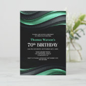 Invitation Modern Black and Green 70th Birthday Party (Debout devant)