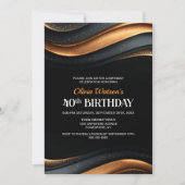 Invitation Modern Black and Orange 40th Birthday Party (Devant)