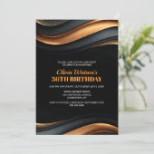 Invitation Modern Black and Orange Any Age Birthday Party (Debout devant)